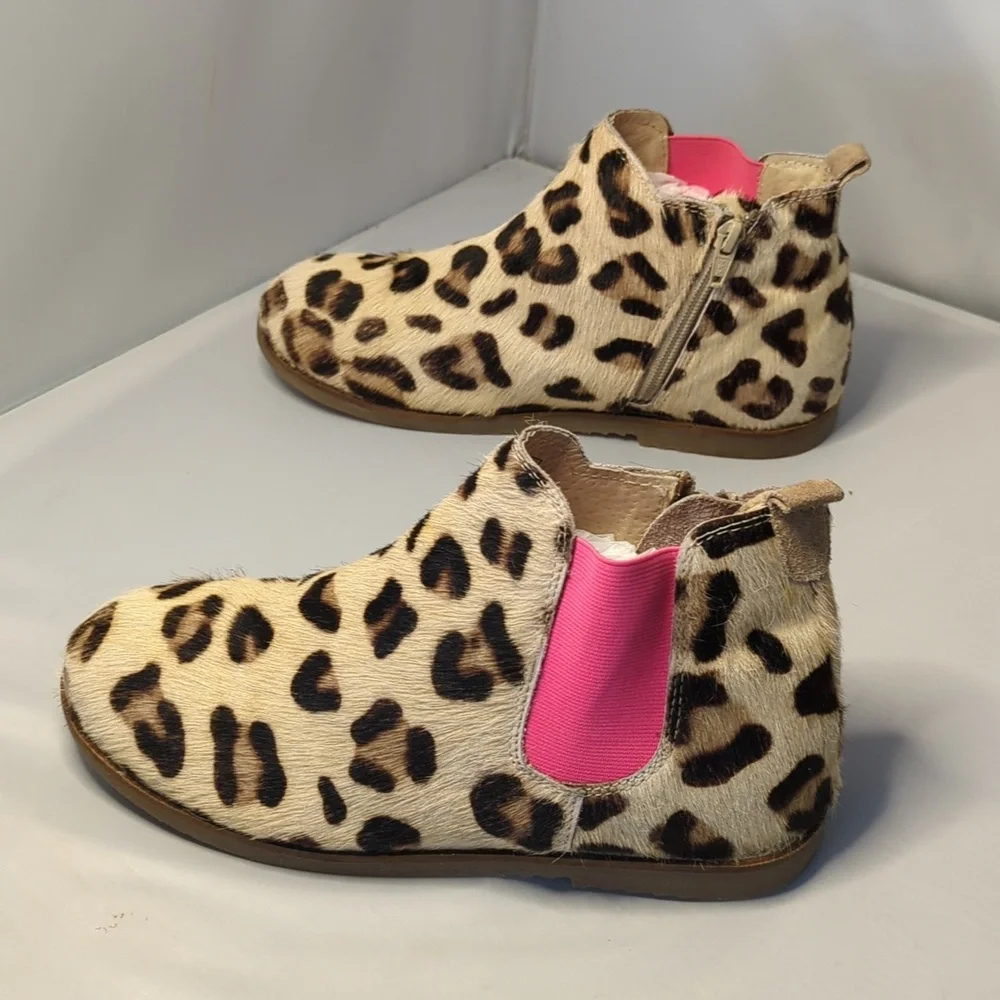 Mini Boden Calf Hair Cheetah Print Booties Size 38